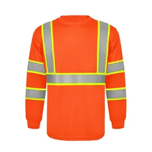 Hi Vis Reflective Breathable Long Sleeve Safety Work Shirt with Pocket ANSI Class 3 Construction Industrial Workwear