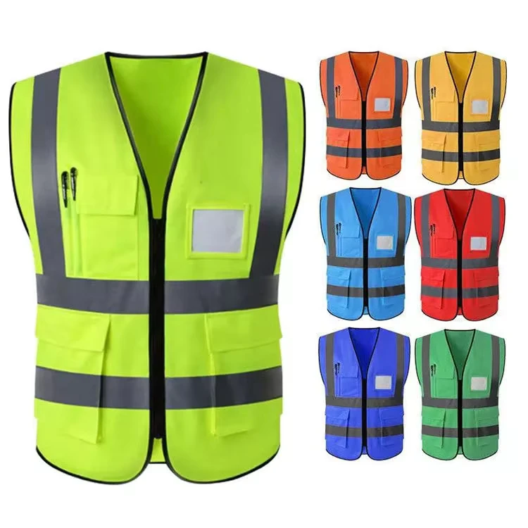 Hi Vis Reflective Breathable Safety Coverall Multi Pocket for Construction Workers