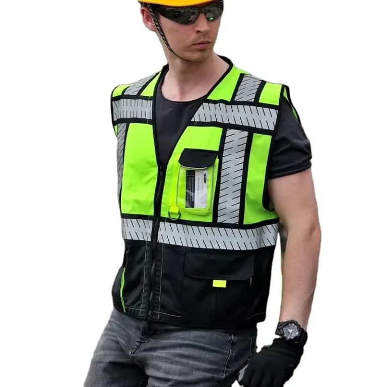 Hi-Vis-Reflective-Construction-Safety-Vest-Solid-Front-Mesh-Back-ANSI-Class-2