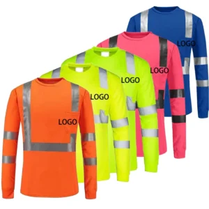 Hi-Vis Reflective Construction Vest Breathable T-Shirt Reflective Construction Engineer Safety Long Sleeve Uniform