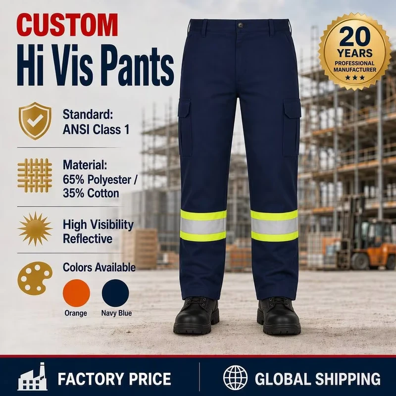 Hi Vis Reflective Construction Work Pants for Men