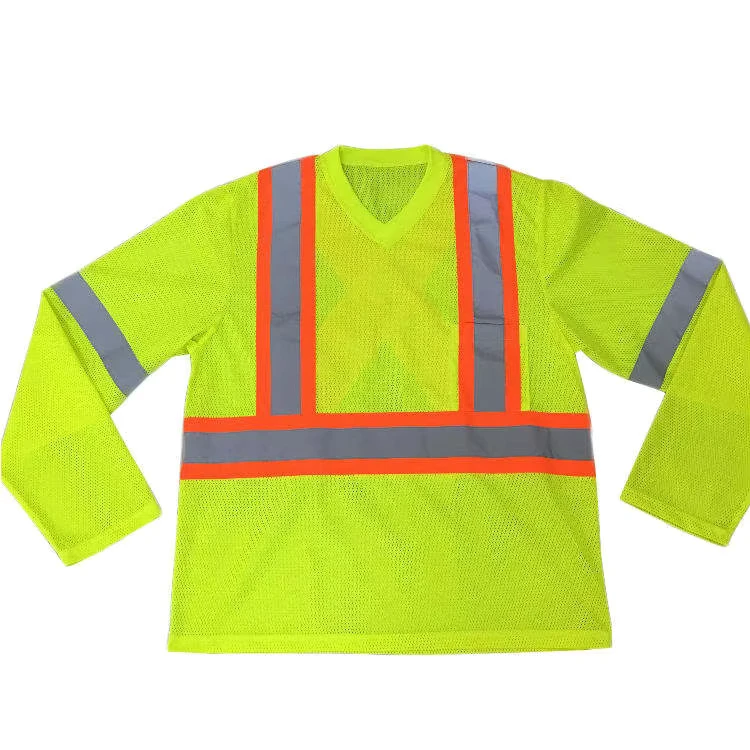 Hi Vis Reflective Customized Logo Workwear Safety T Shirt with Long Sleeve