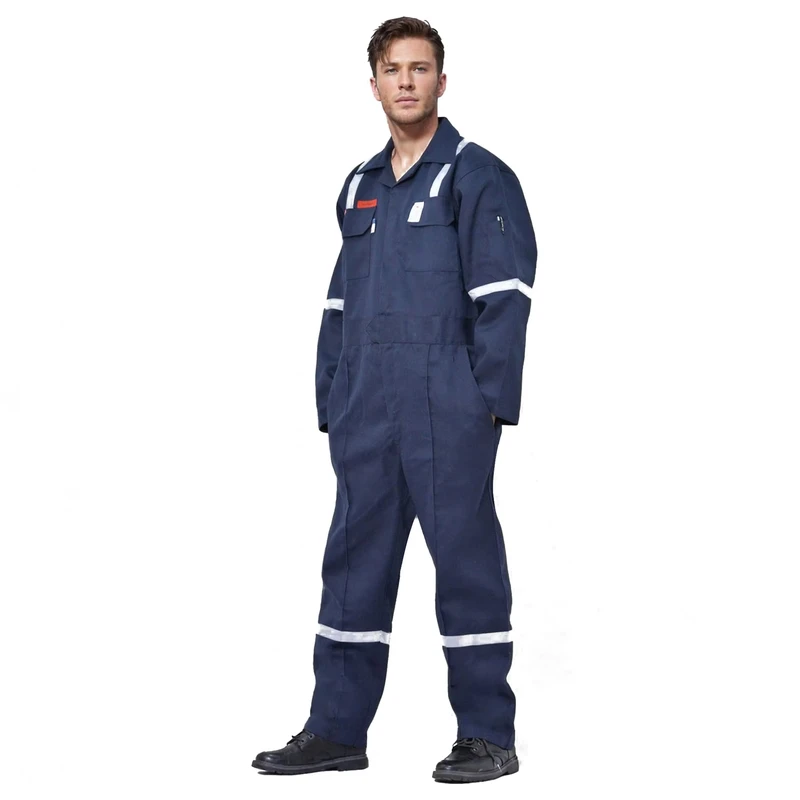 Hi-Vis Reflective Flame Retardant Cotton Safety Coverall Workwear Durable Protective Industrial Uniform for Construction