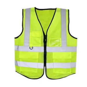 Hi Vis Reflective Mesh Safety Vest with Pockets for Security and Industrial Work
