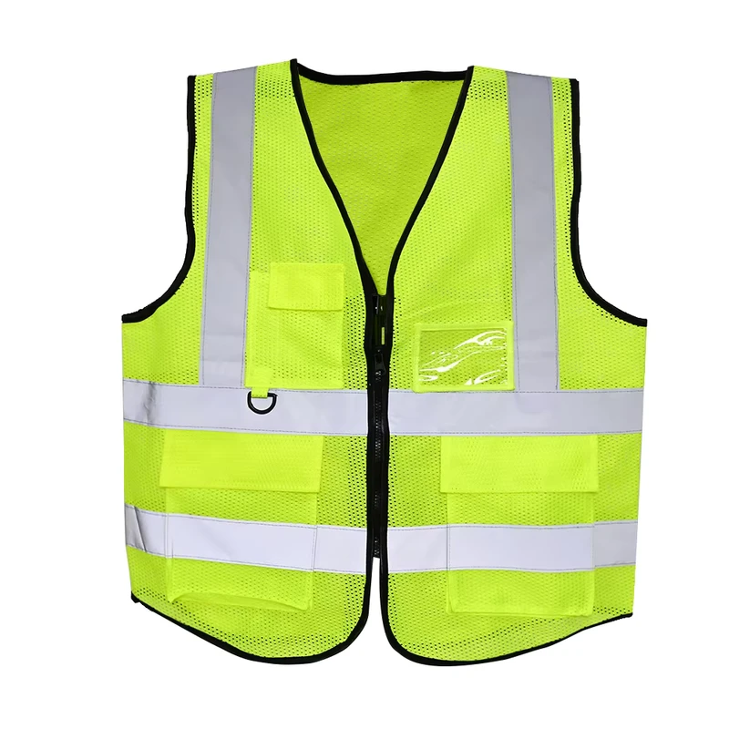Hi Vis Reflective Mesh Safety Vest with Pockets for Security and Industrial Work