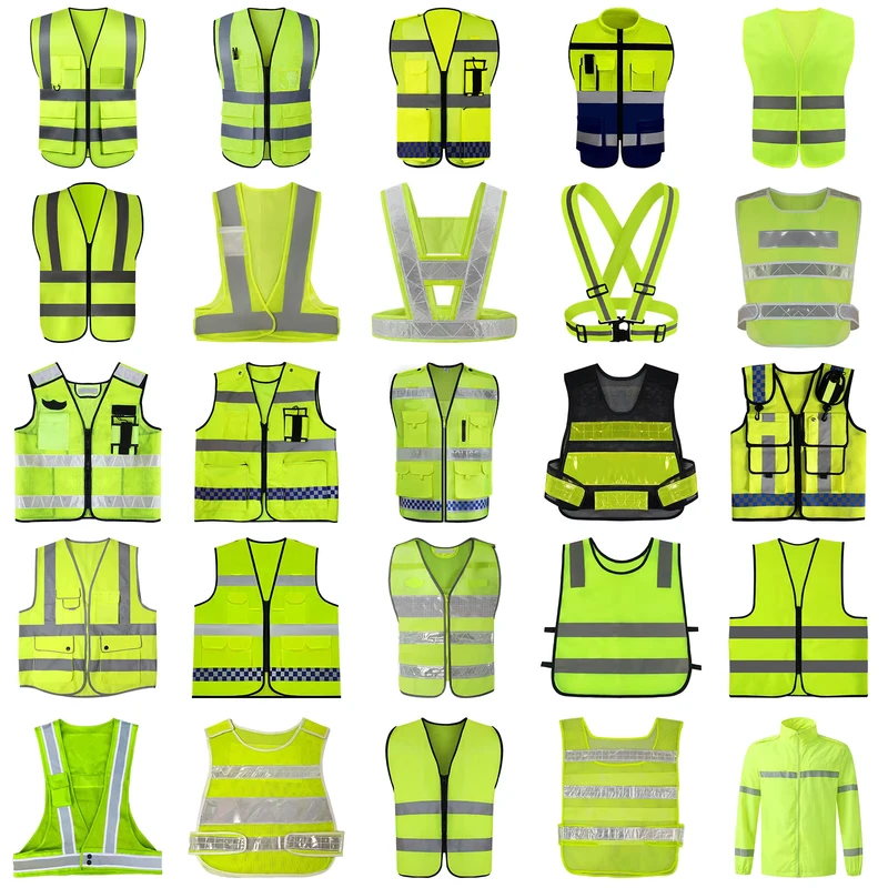 Hi-Vis Reflective Outdoor Construction Safety Vest with Pockets Sleeveless Reflective Clothing