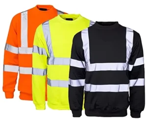 Hi Vis Reflective Polar Fleece Sweatshirt 3 Colors Neck Warm Safety Workwear EN13356 CLASS 2 Waterproof 100% Polyester