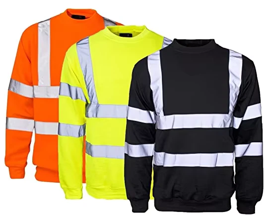 Hi-Vis-Reflective-Polar-Fleece-Sweatshirt-3-Colors-Neck-Warm-Safety-Workwear-EN13356-CLASS-2-Waterproof-100-Polyester