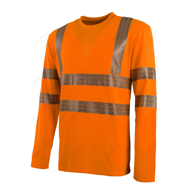 Hi Vis Reflective Pullover Work Shirt Breathable Long Sleeve Safety Workwear for Construction Industrial Protective Shirt
