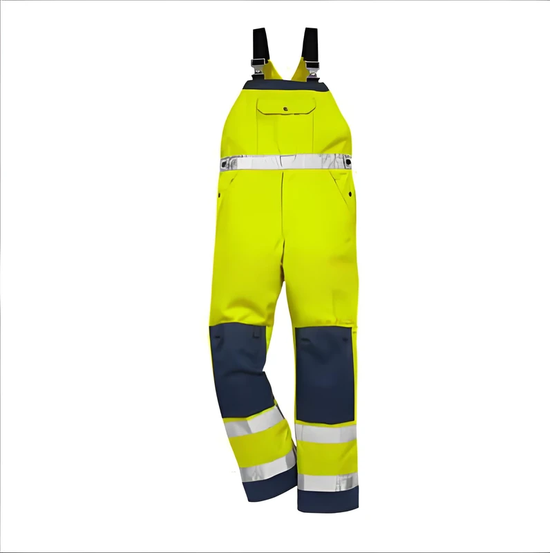 Hi Vis Reflective Safety Bib Overalls Waterproof Wear Resistant Industrial Work Bib Pants for Construction & Traffic