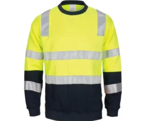 Hi Vis Reflective Safety Clothing 2 Tone Crew Neck Fleecy Sweatshirt Workwear