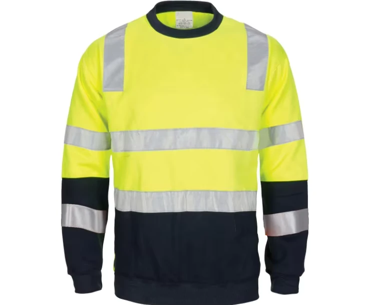Hi-Vis-Reflective-Safety-Clothing-2-Tone-Crew-Neck-Fleecy-Sweatshirt-Workwear