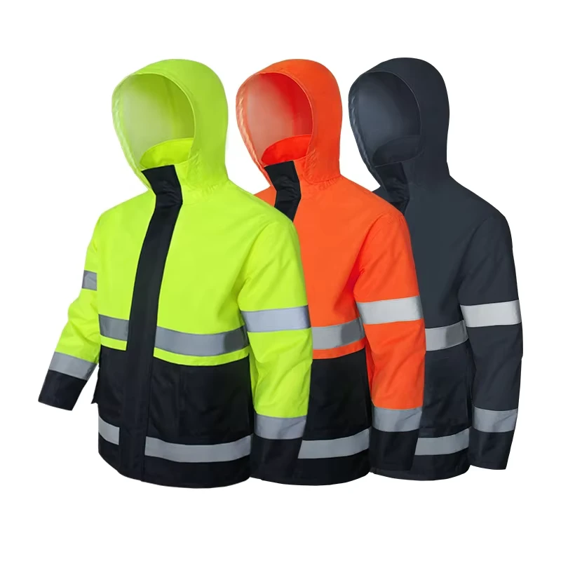 Hi Vis Reflective Safety Clothing Jacket Waterproof Oxford Raincoats Scratch Resistant and Wear Resistant Vest Suit Customized