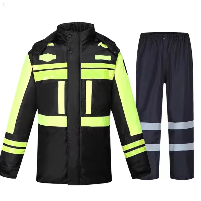 Hi Vis Reflective Winter Raincoat Jacket Waterproof Thickened Safety Workwear for Highway Road Administration