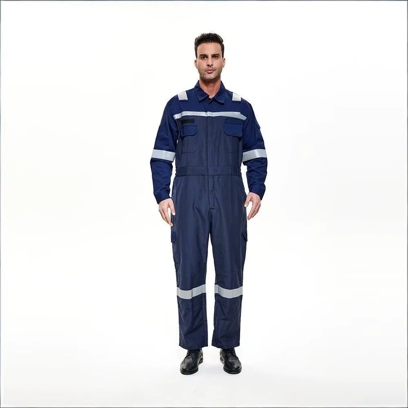 Hi Vis Reflective Safety Coverall Heavy Duty Work Uniform For Construction Mechanic Warehouse