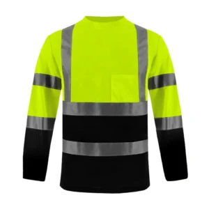 Hi Vis Reflective Safety Long Sleeve T Shirt with Pocket