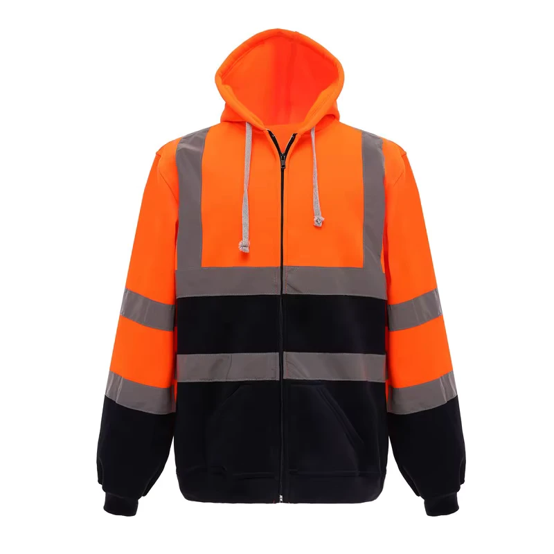 Hi Vis Reflective Safety Polar Fleece Hoodie Jacket