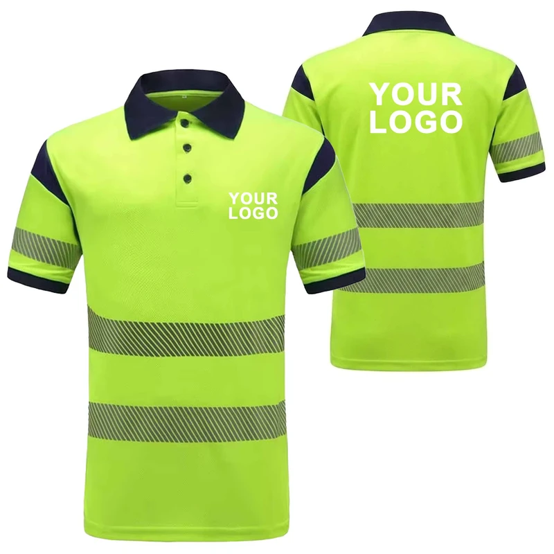Hi Vis Reflective Safety Polo Shirt Long Sleeve 100 Polyester Performance for Construction Workers and Road Work
