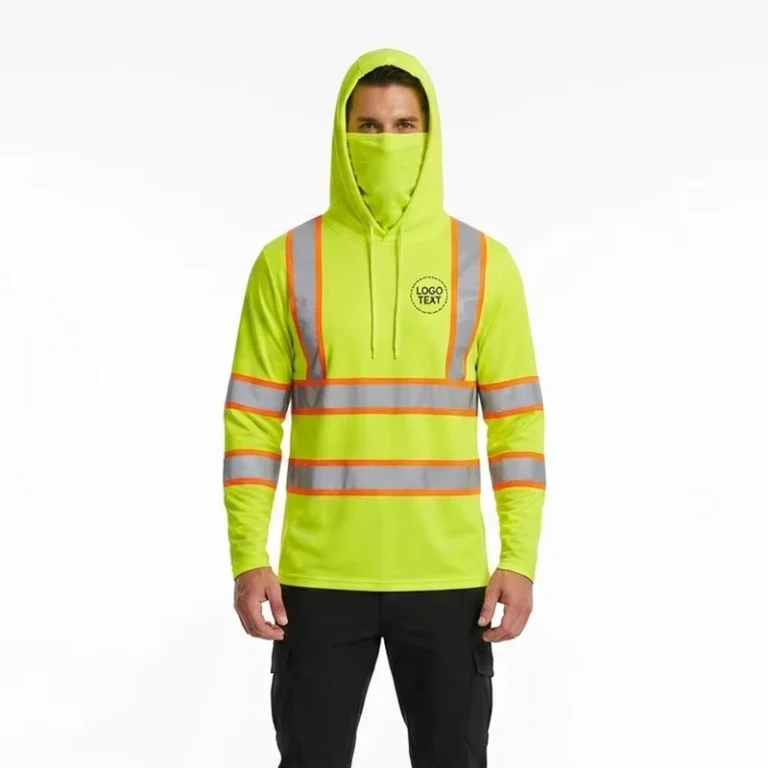 Hi-Vis-Reflective-Safety-Shirt-with-Face-Mask-for-Men-Sun-Protection-with-Hood-Gaiter-With-Customized-Logo