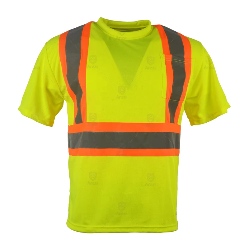 Hi Vis Reflective Safety Unisex Work Wear Construction Polo Shirts T Shirts Vest Polyester Customized Logo