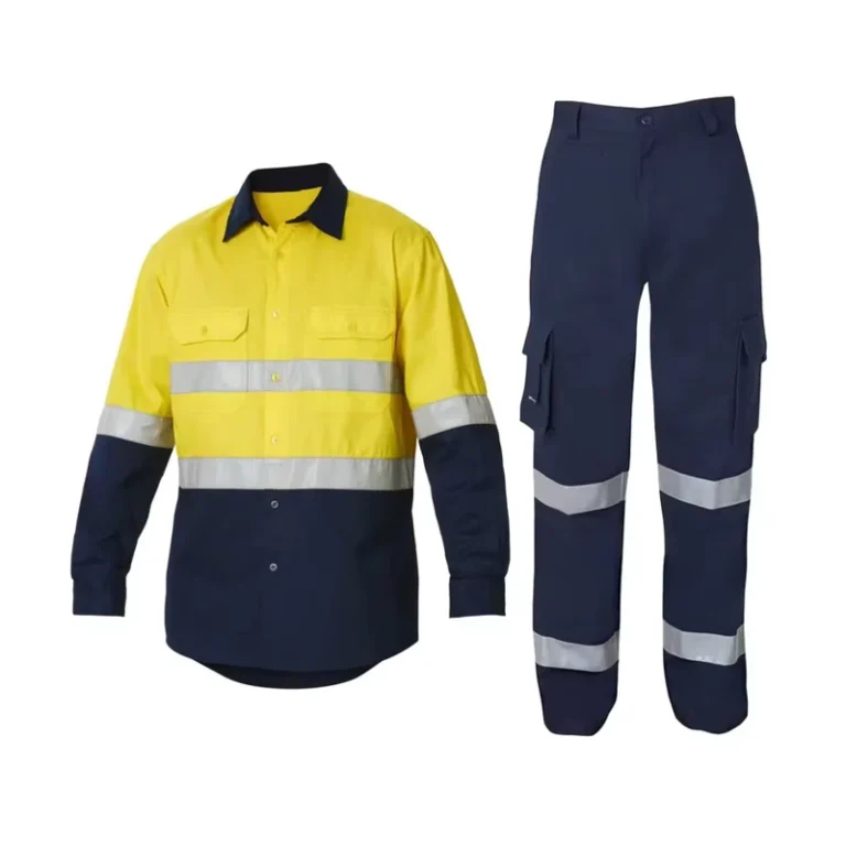 Hi-Vis-Reflective-Safety-Work-Shirt-Mens-Workwear-Pant-Shirt-Fluorescent-Yellow-High-Visibility-Protective-Reflective-Workwear