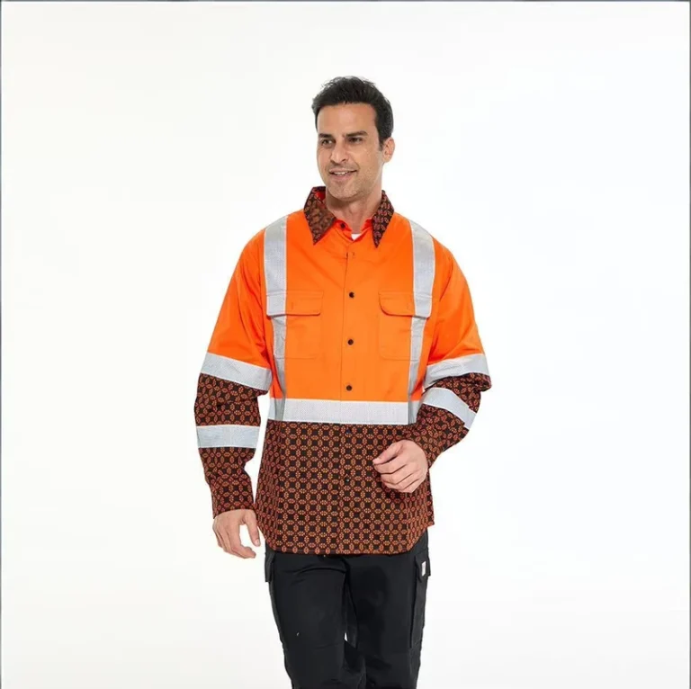 Hi-Vis-Reflective-Safety-Workwear-Shirts-Two-Tone-Splicing-Button-up-Long-Sleeve-Shirts-with-Printed-Hem