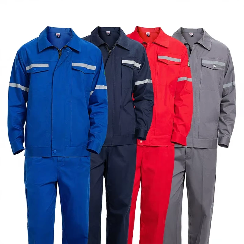 Hi Vis Reflective Strips Workshop Uniforms Summer Long Sleeve Workwear Jackets and Trousers Moisture Wicking Working Clothes