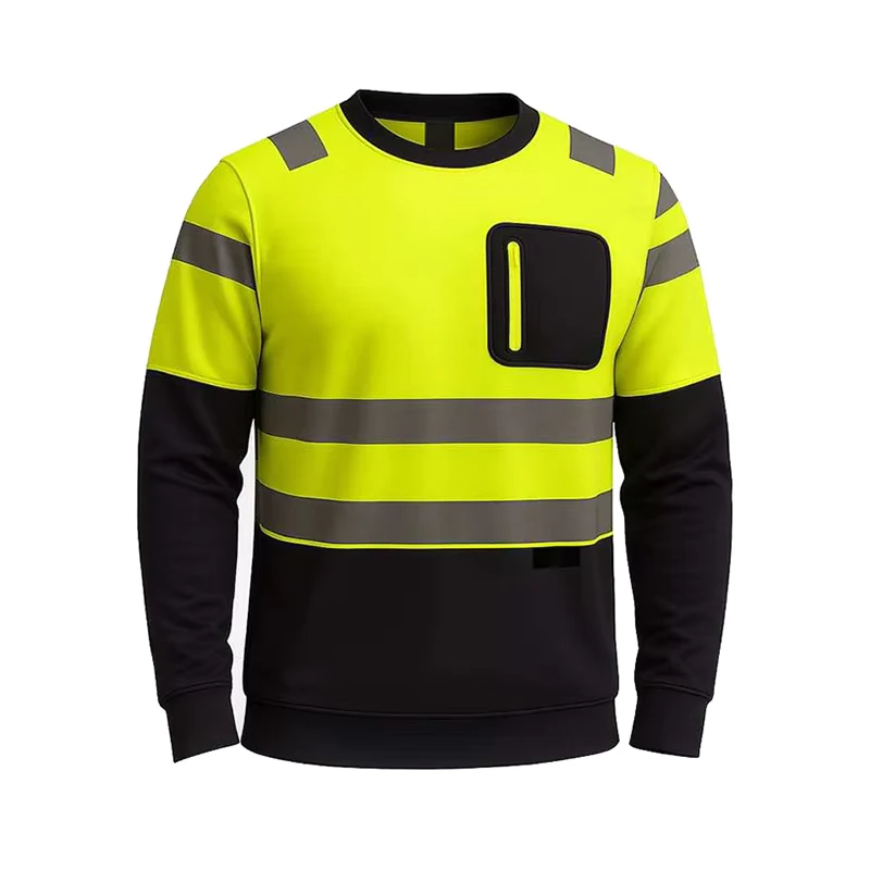 Hi Vis Reflective Sweatshirt Winter Workwear Safety Shirt Waterproof Long Sleeves Road