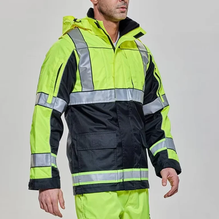 Hi-Vis-Reflective-Waterproof-Safety-Hooded-Jacket-with-Detachable-Fleece-Liner-for-Traffic-Duty