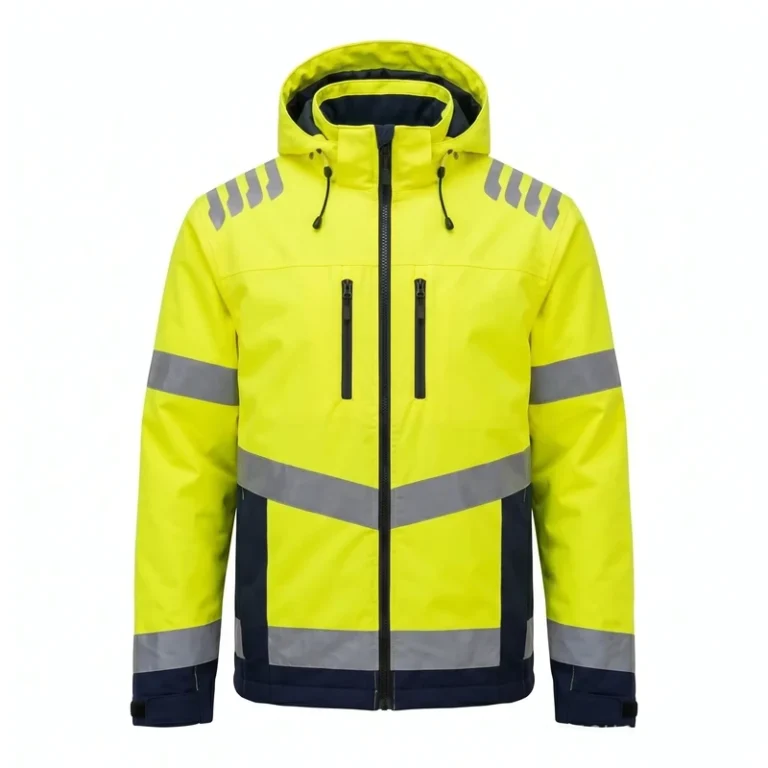 Hi-Vis-Reflective-Waterproof-Safety-Jacket-8000mm-300D-Poly-Oxford-TPU-Mechanical-Stretch-Hooded-for-Men-Construction