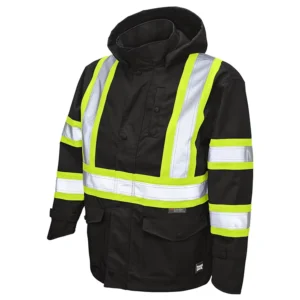 Hi Vis Reflective Waterproof Safety Jacket for Men Orange Winter Rain Jacket Hiking Outdoor Work Wear XL