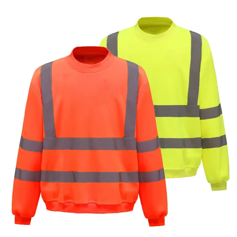 Hi-Vis-Reflective-Yellow-Orange-Long-Sleeve-High-Visibility-Warm-Fleece-Work-Hoodies-Uniforms