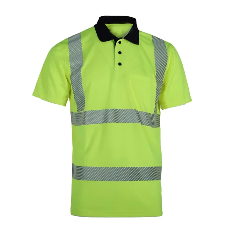 Hi-Vis-SS-Polo-Shirts-Breathable-Polyester-Fluorescent-Orange-Reflective-Material-Night-Safety-Workwear-for-Traffic-Roadway