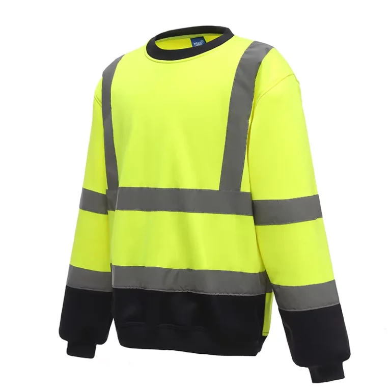 Hi-Vis-Safety-Fleece-Sweatshirt-ANSI-Class-3-Reflective-With-Black-Bottom-for-Men-Hi-Reflective-T-Shirts