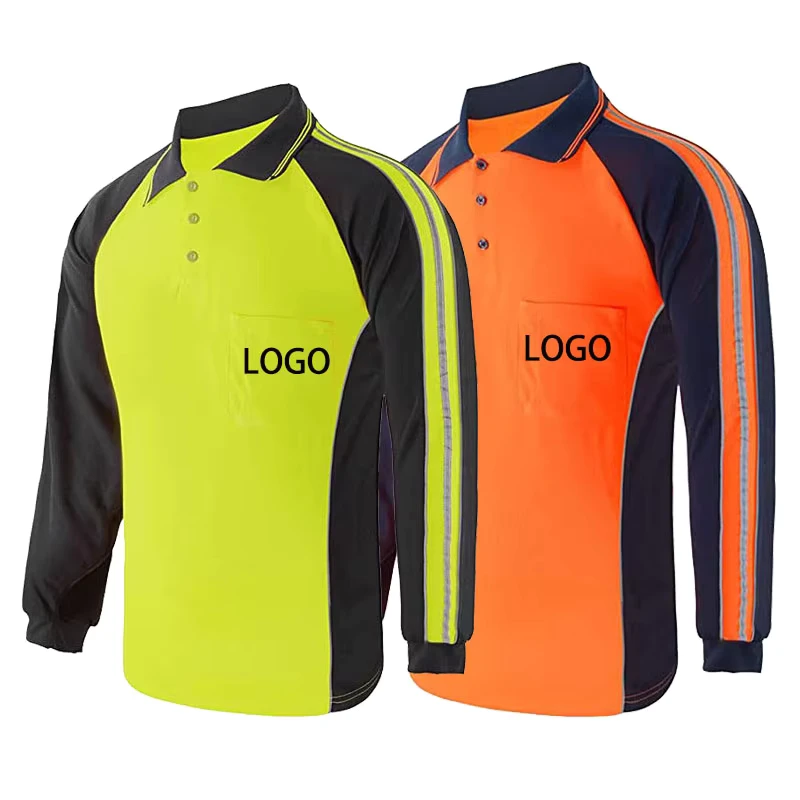 Hi Vis Safety Polo Shirts High Visibility Reflective Shirts Construction Work Short Sleeve Quick Dry Work Clothes