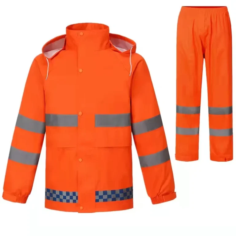 Hi-Vis-Safety-Rain-Suit-Waterproof-Polyester-PVC-Windproof-Raincoat-and-Pants-for-Men