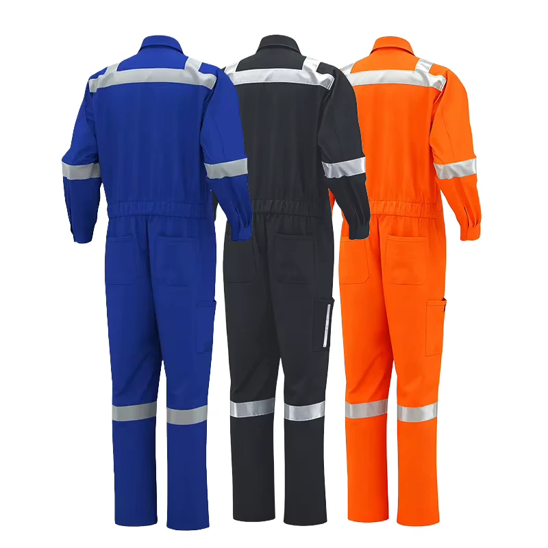 Hi Vis Safety Reflective Workwear Cotton Ground Wool Jumpsuit Class 1 Multi-Pocket Reinforced Construction Tools Holster Pockets