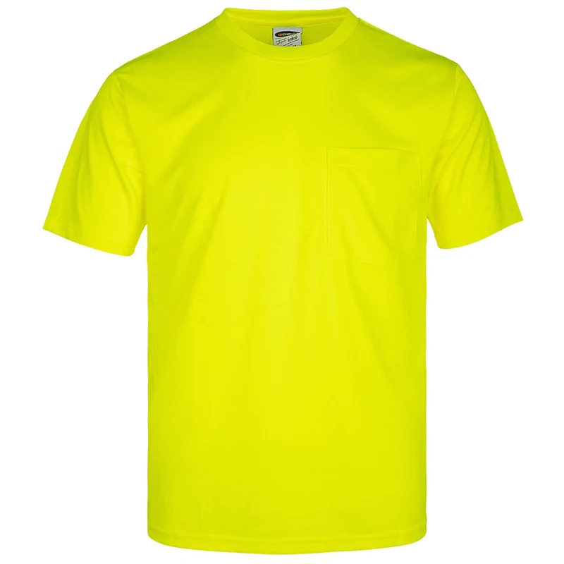 Hi Vis Safety Shirt Work Hi Vis Yellow Polyester Birds eye Mesh Reflective Shirt Custom for Men's Summer Construction
