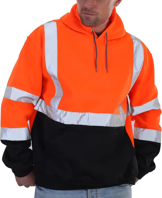 Hi Vis Safety Sweatshirt Construction Polar Fleece Men Reflective High Visibility Safety Hoodie