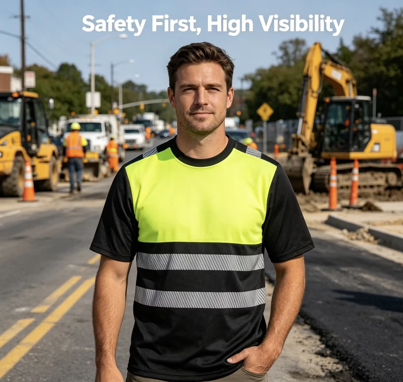 Hi Vis Safety T Shirt ANSI ISEA 107 Class 1 EN ISO 20471 100% Polyester Bird Eye Mesh Reflective Workwear Customized Logo