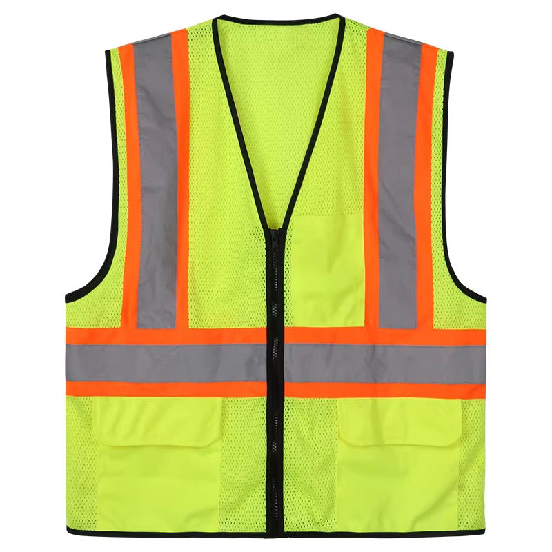 Hi Vis Safety Vest Mesh Reflective Jacket With Pockets Construction Clothes