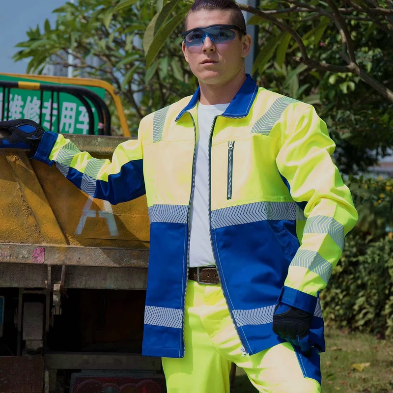 Hi Vis Safety Work Jacket Roadway Work Clothes High Visibility Jacket Reflective for Construction Security Safety Workwear