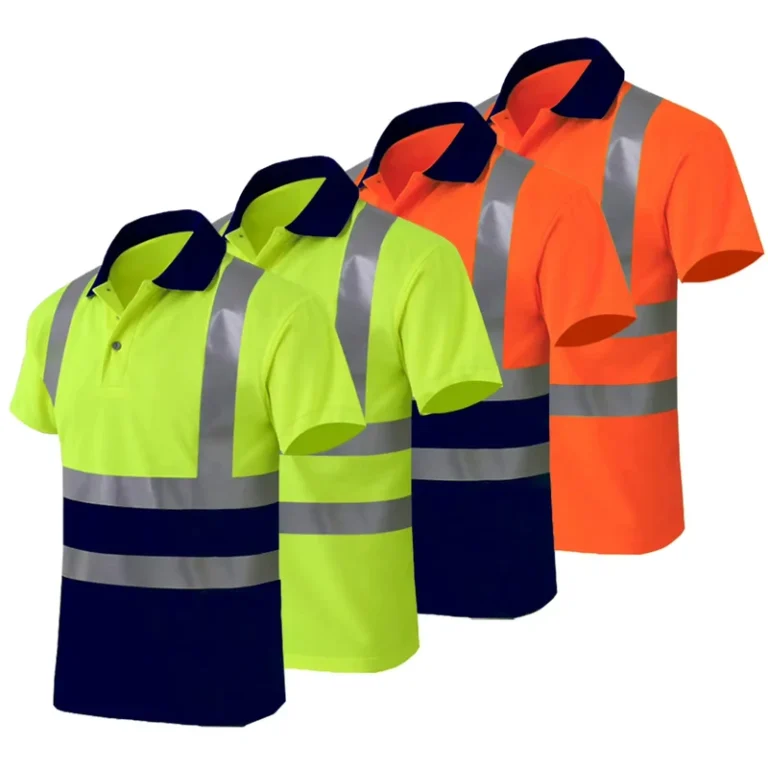Hi-Vis-Safety-Workwear-Reflect-Polo-Shirt-with-Stand-Collar-High-Visibility-Workwear-with-Reflect-Tape
