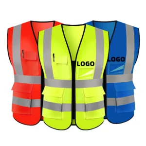 Hi-Vis Security Construction Industrial Reflective Vest and Green Motorcycle Work Jacket With Pockets
