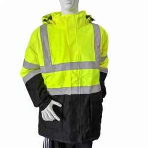 Hi Vis Security Guard Winter Jacket Safety Jacket Reflective Work in Polyester Cotton Waterproof Jacket