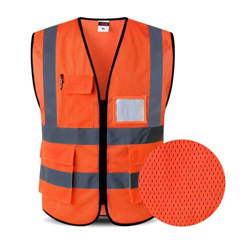 Hi-Vis-Security-Workwear-Safety-Waistcoat-Orange-Mesh-Vest-Reflective-Stripes-Vest-With-Custom-Logo-Man-Women-Safety-Vest
