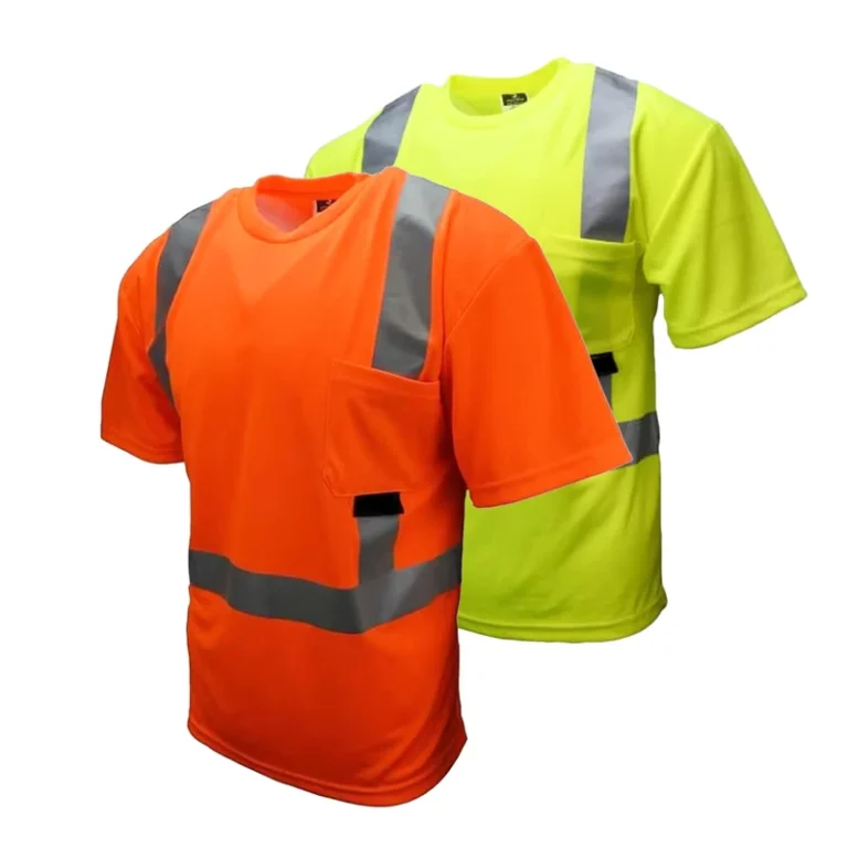 Hi-Vis-Shirt-Short-Sleeve-Construction-Site-Uniforms-Fluorescent-Round-Neck-Reflective-Safety-Work-Tshirt-with-Custom-Logo