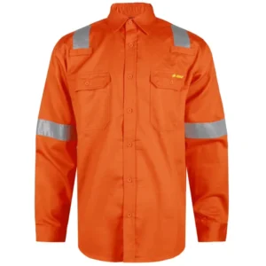 Hi Vis Shirts Orange Long Sleeve Reflective Polo Shirt Safety Fire Resistant Workwear FR Work Shirt for Construction