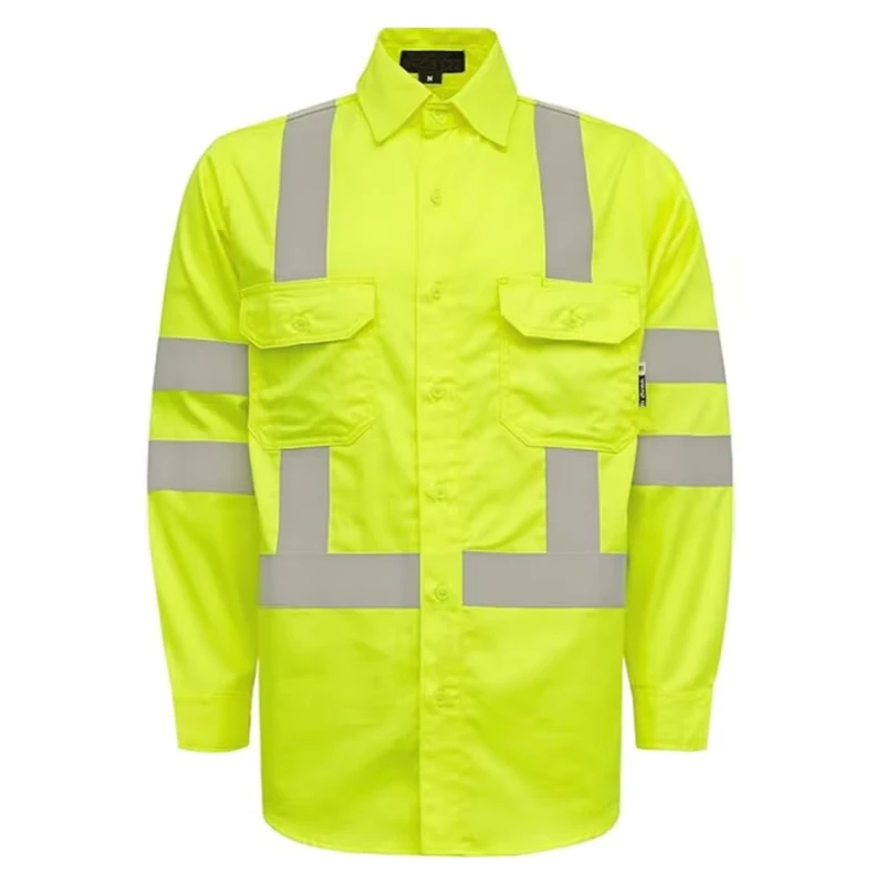 Hi Vis Shirts Silver Tape With Reflective Tape 6.5OZ High Visibility Flame Proof Shirts