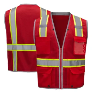 Hi-Vis Sleeveless Zipper Work Safety Vest with Reflective Tapes